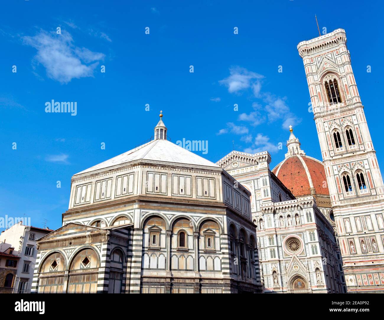 Das Baptisterium von Saint John und Glockenturm der Kathedrale von Florenz Italien Stockfoto