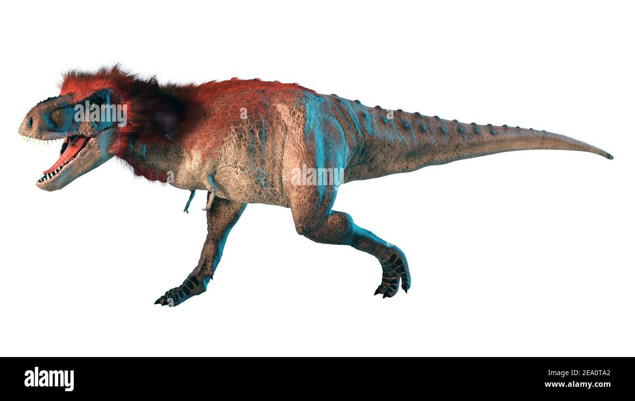 Kunstwerk eines gefiederten Tyrannosaurus Stockfoto