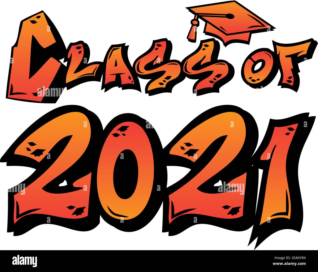 Orange Klasse von 2021 Graffiti Stockfoto