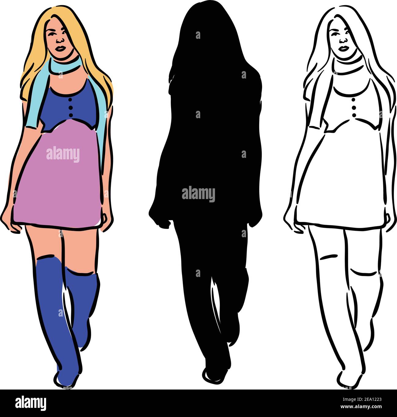 Laufsteg , Mode Vektor Stock Illustration , Frauen in Rampe zu Fuß Stock Vektor