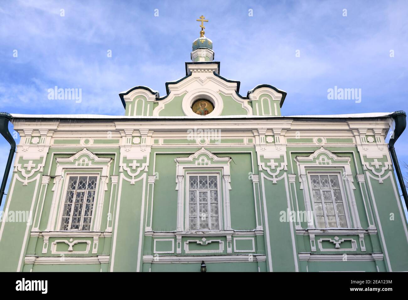 Blick auf die Nikolski Kathedrale in Kasan, Russland Stockfoto