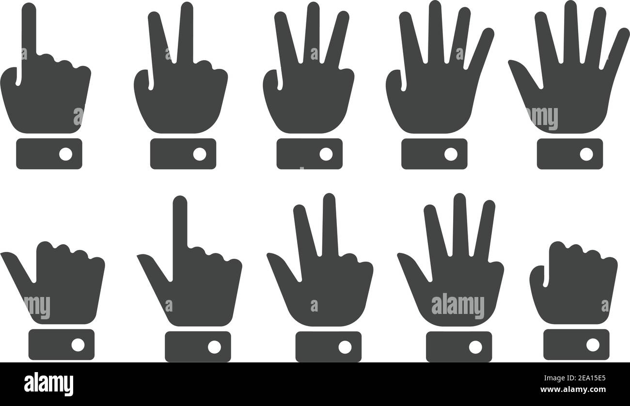 Symbolsatz für Fingerzählung, Vektor und Illustration Stock Vektor