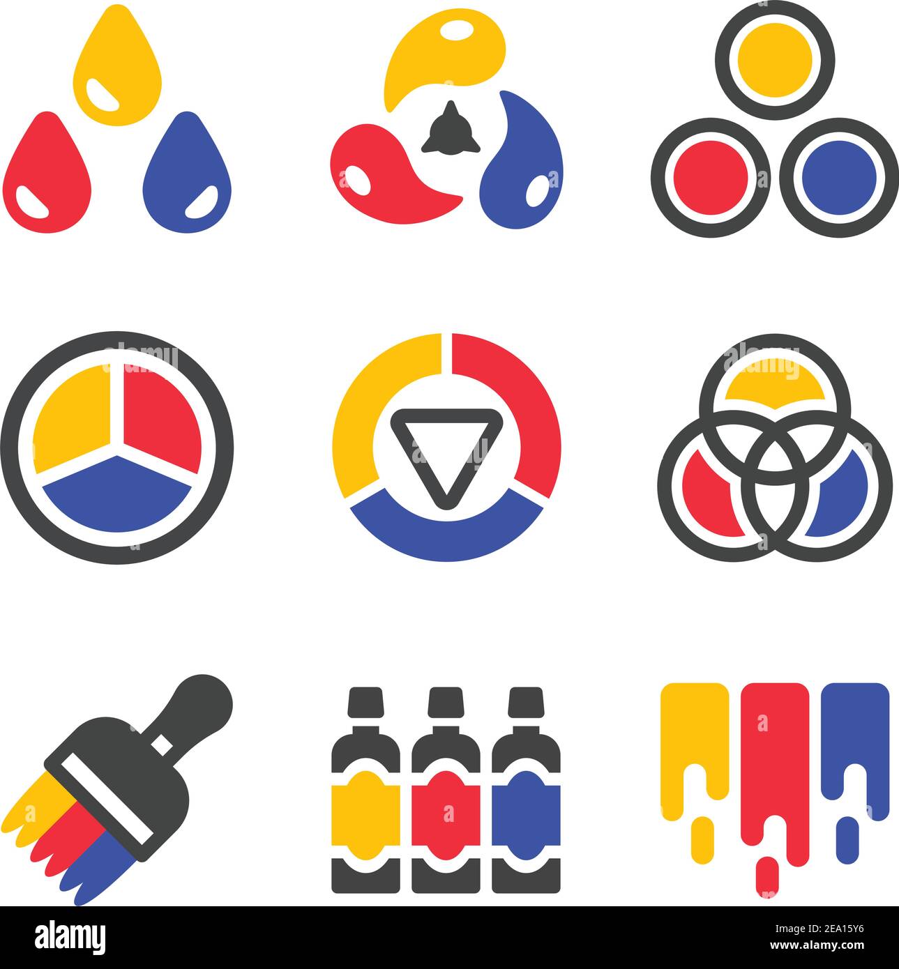 Symbol für Primärfarben, Vektor und Illustration Stock Vektor