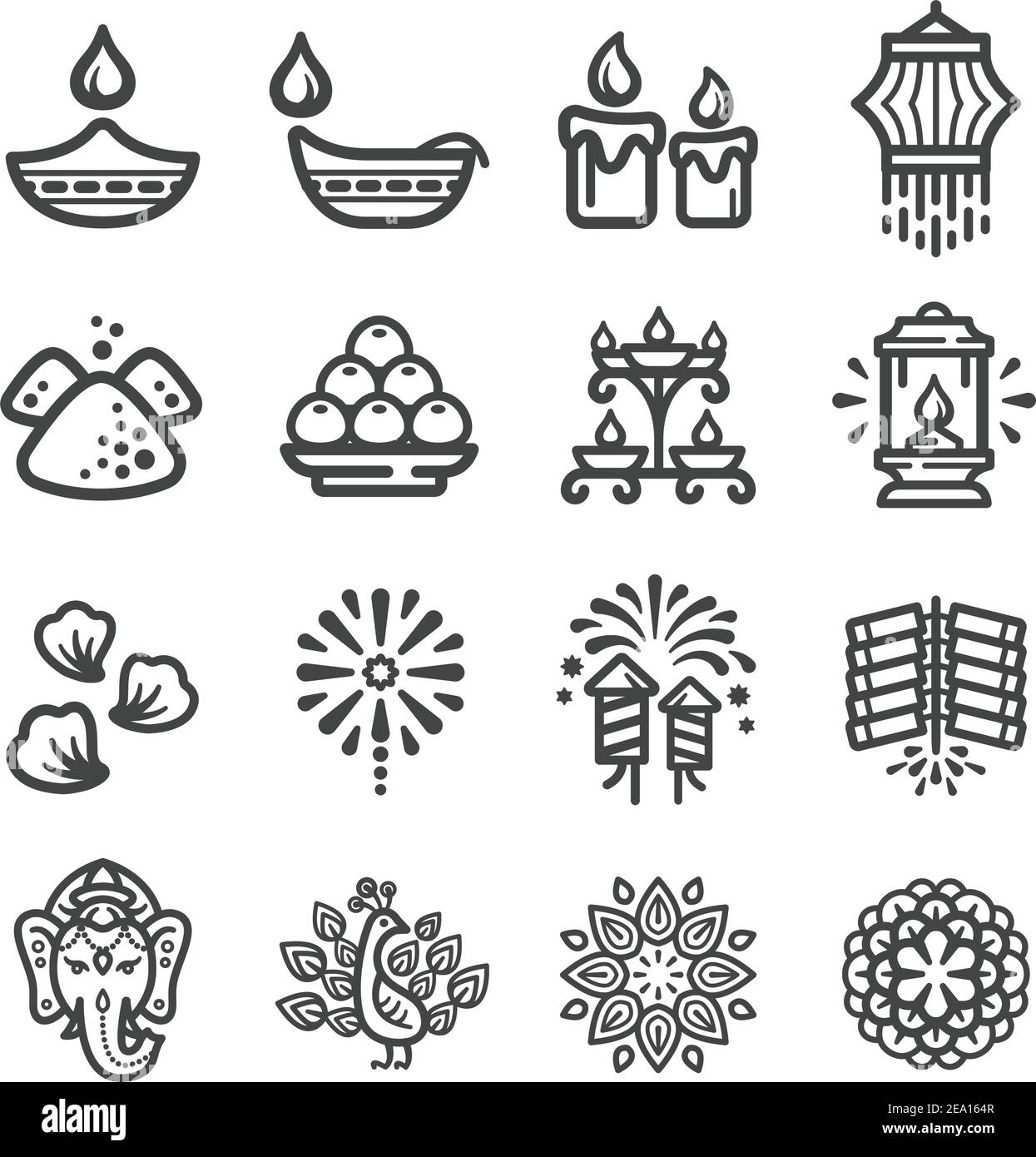 Happy diwali Festival und Feier Icon Set, Vektor und Illustration Stock Vektor