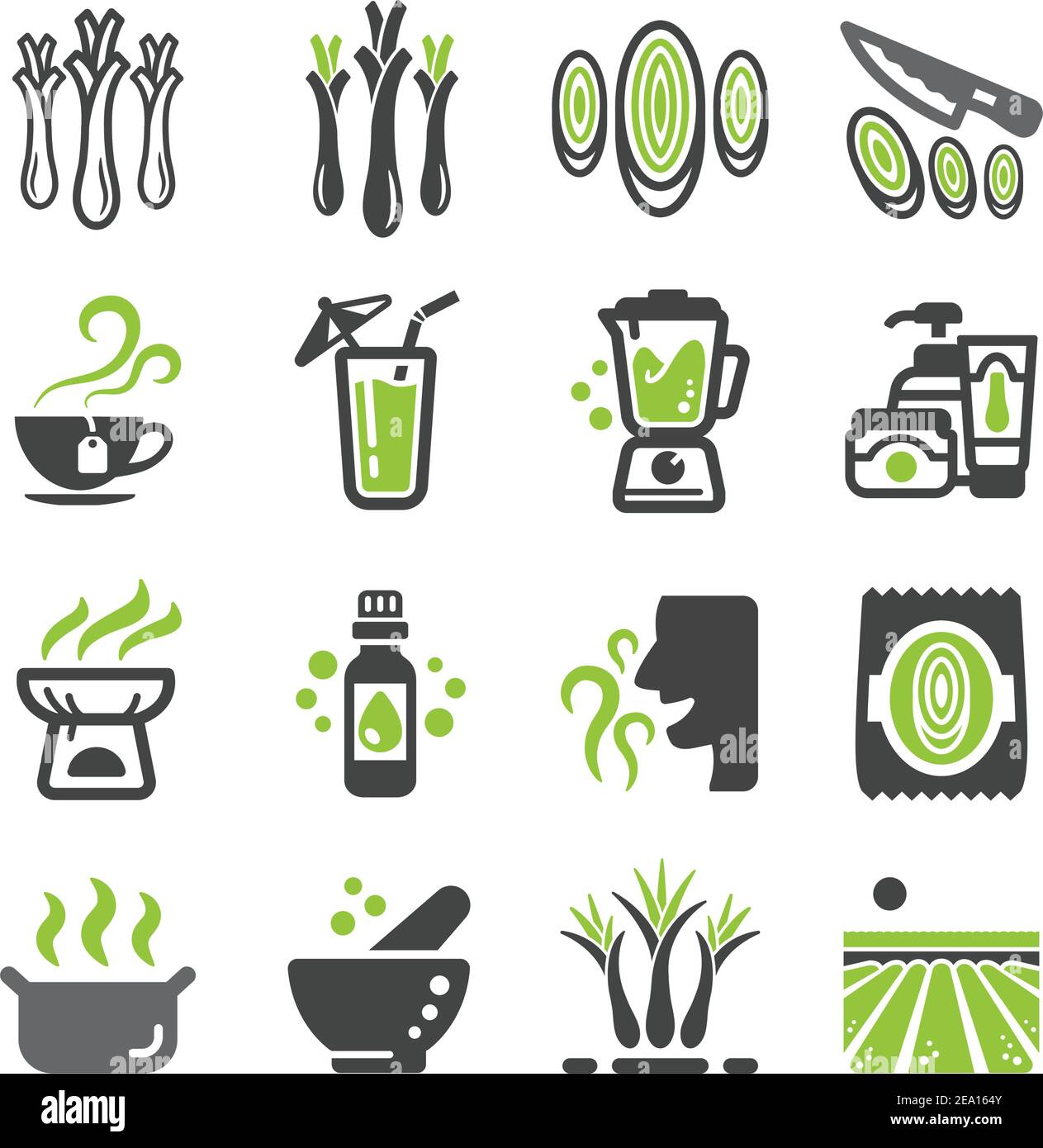 Lemongrass Icon Set, Vektor und Illustration Stock Vektor