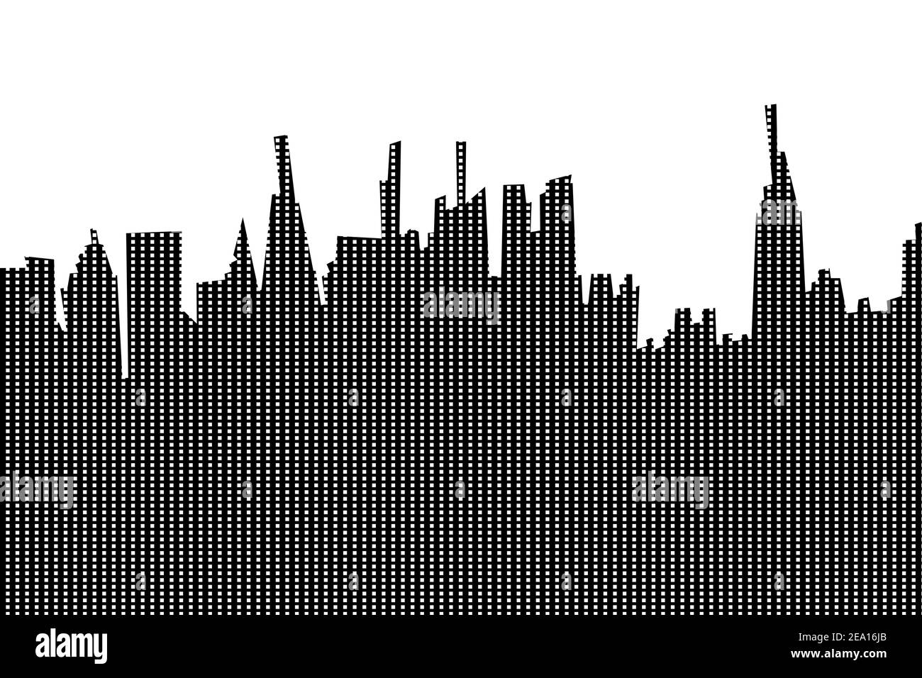 New York City Silhouette mit Fenster Muster EPS10 vextor schwarz-weiß Illustration. Stock Vektor