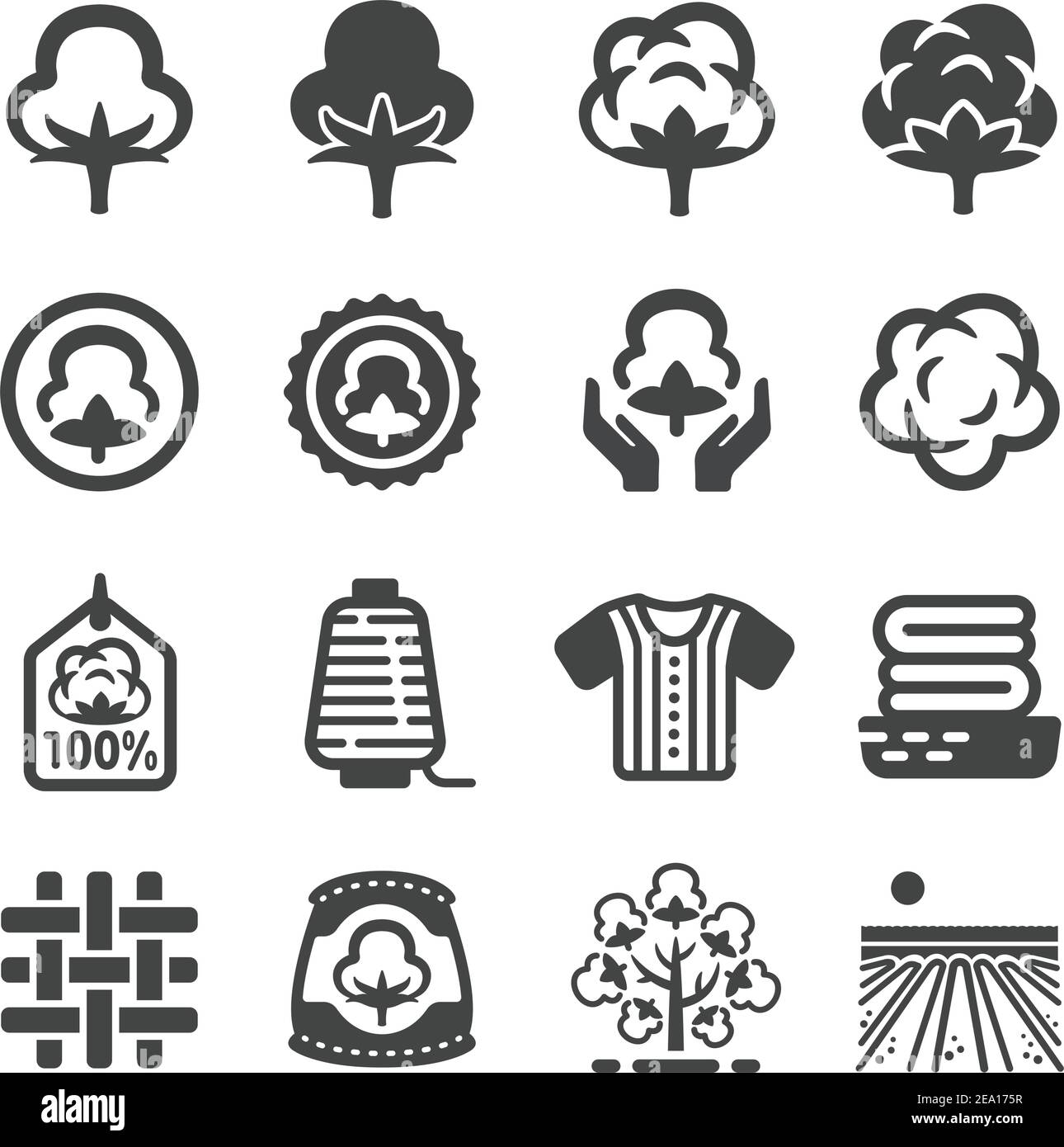 Baumwoll-Icon-Set Stock Vektor