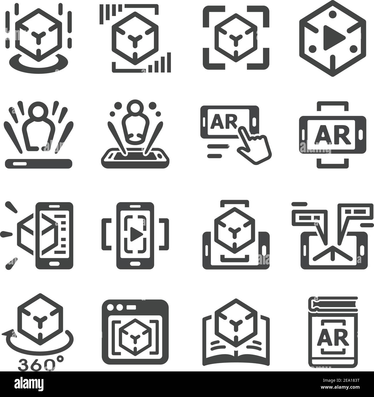 Augmented Reality-Technologie-Icon-Set Stock Vektor