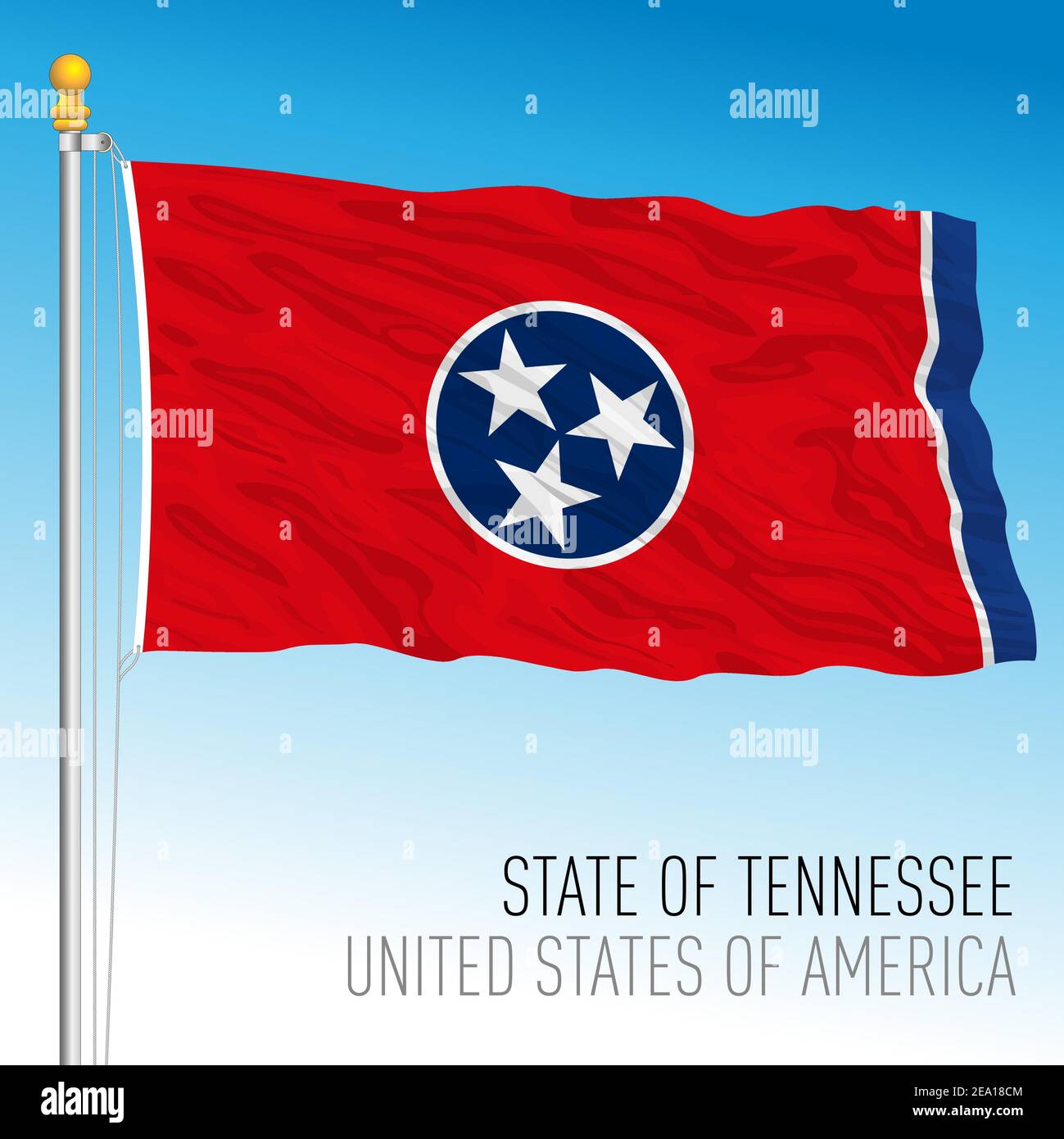 Tennessee Bundesstaaten Flagge, Vereinigte Staaten, Vektor-Illustration Stock Vektor