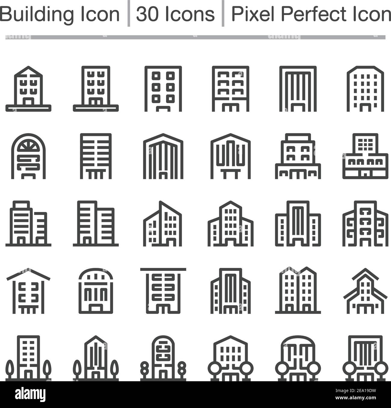Symbol für die Gebäudelinie, bearbeitbarer Strich, Symbol für Pixel perfekt Stock Vektor