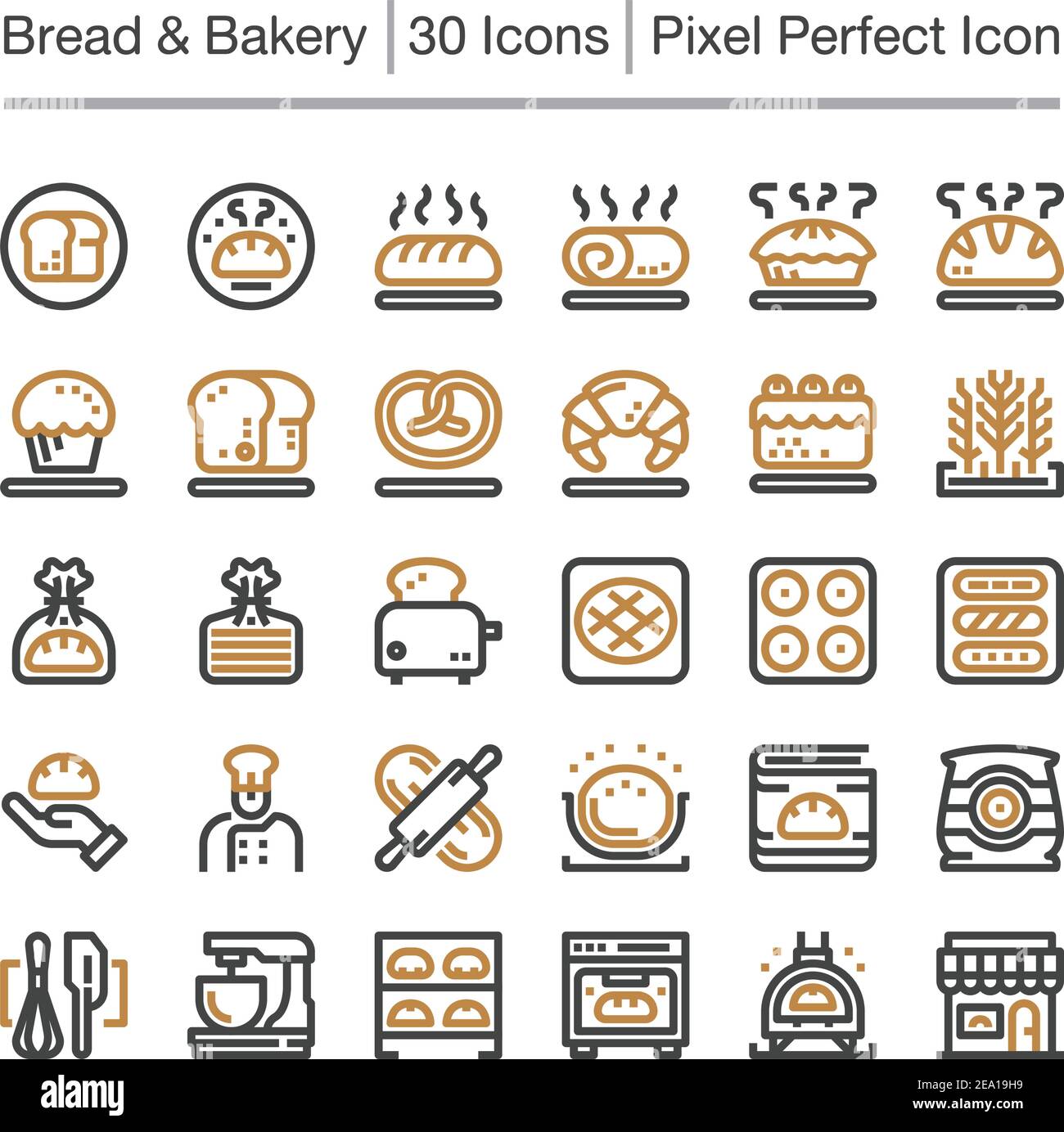 Symbol für Brot- und Backwarenlinie, bearbeitbarer Strich, Pixel-perfektes Symbol Stock Vektor
