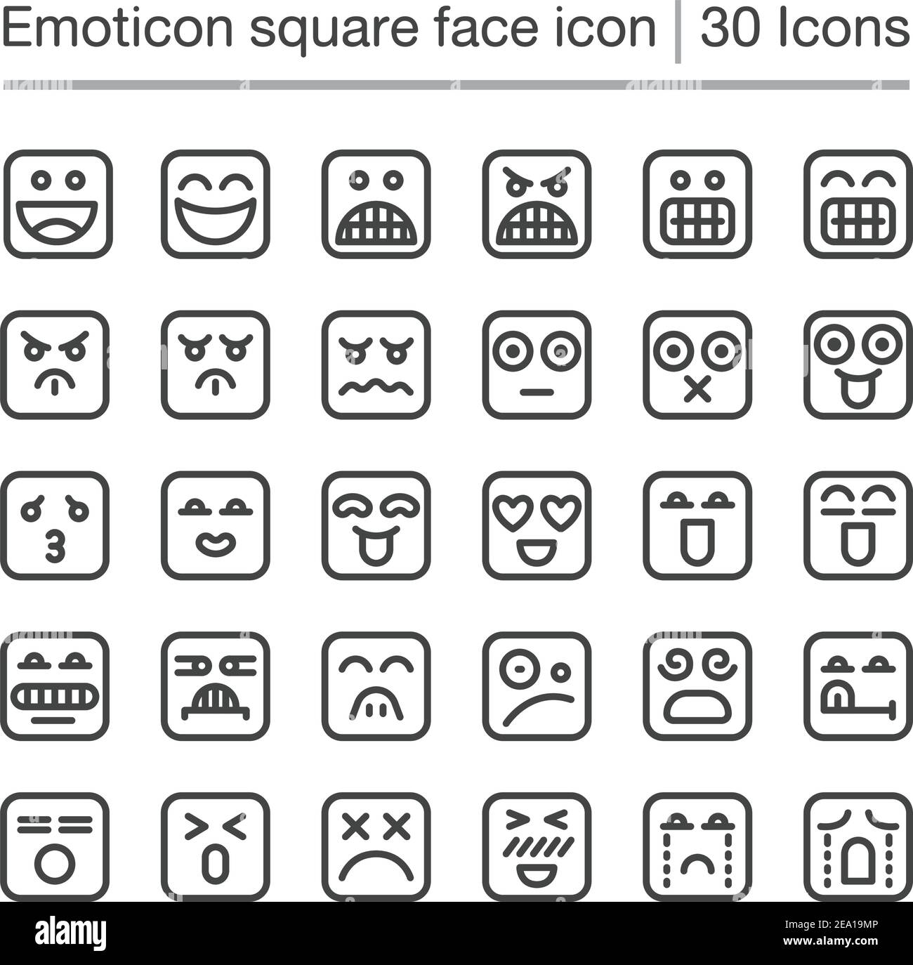 emoticon quadratische Linie Symbol, editierbare Kontur Stock Vektor