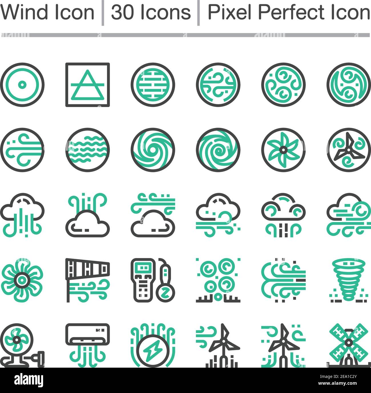 Symbol für Windlinie, bearbeitbare Kontur, Symbol für perfekte Pixel Stock Vektor