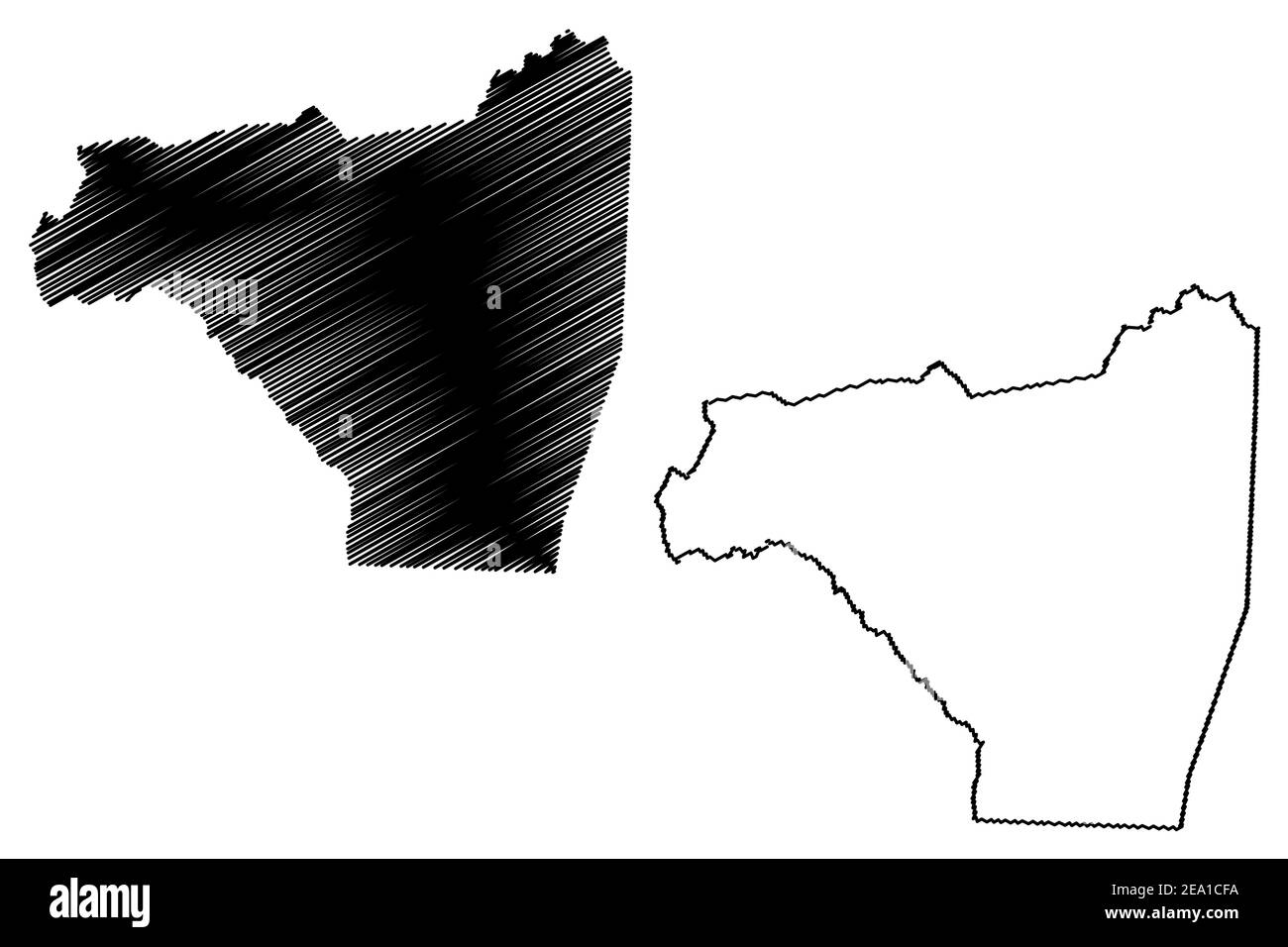 Rutherford County, North Carolina State (U.S. County, United States of America, USA, U.S., US) Kartenvektordarstellung, Scribble Sketch Rutherford Karte Stock Vektor