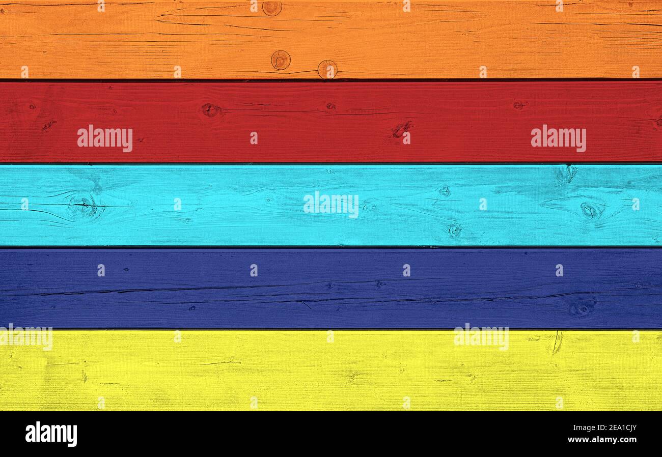 Mehrfarbige Holzplanken Hintergrund Stockfoto