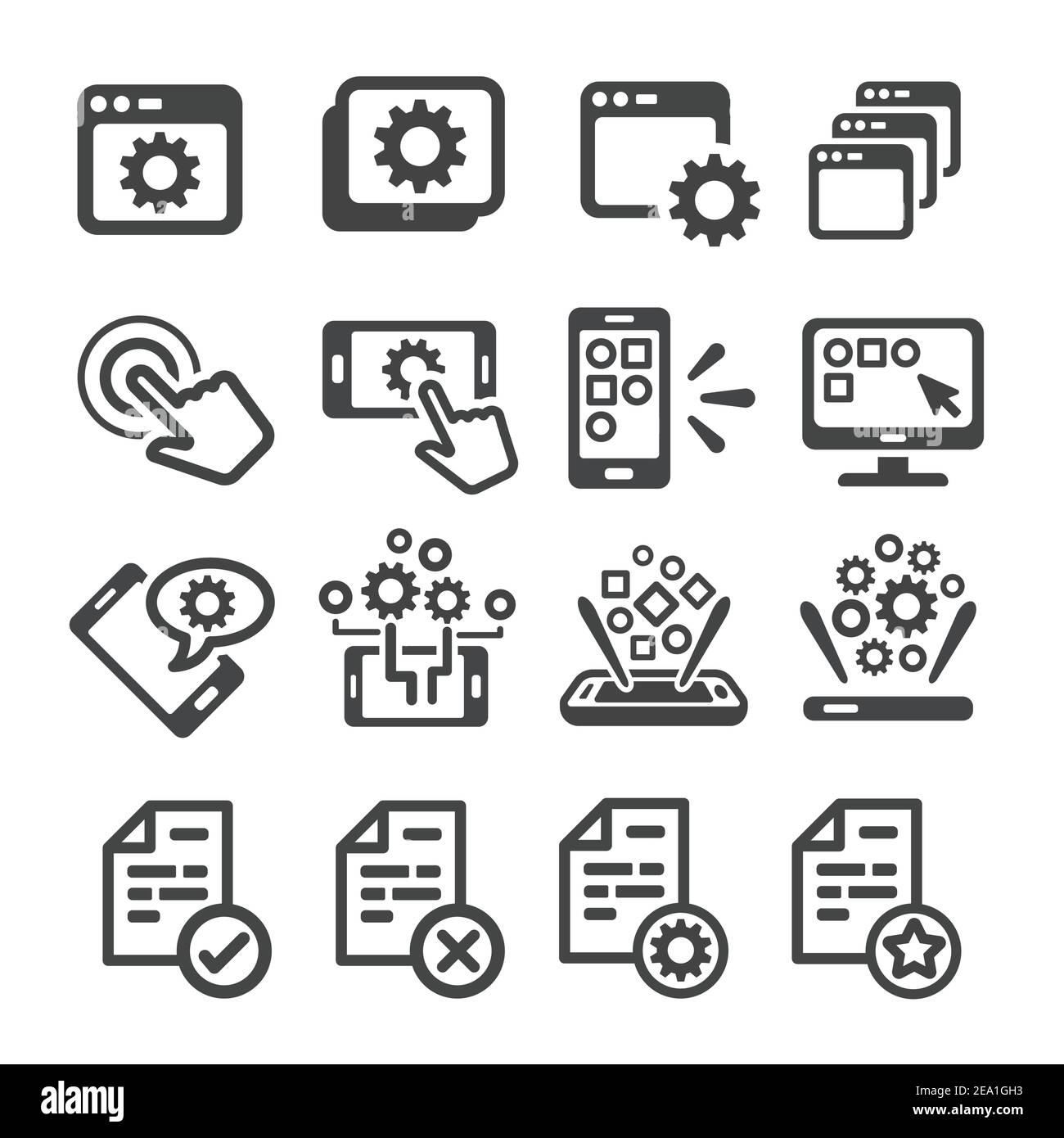 Application Icon Set Stock Vektor