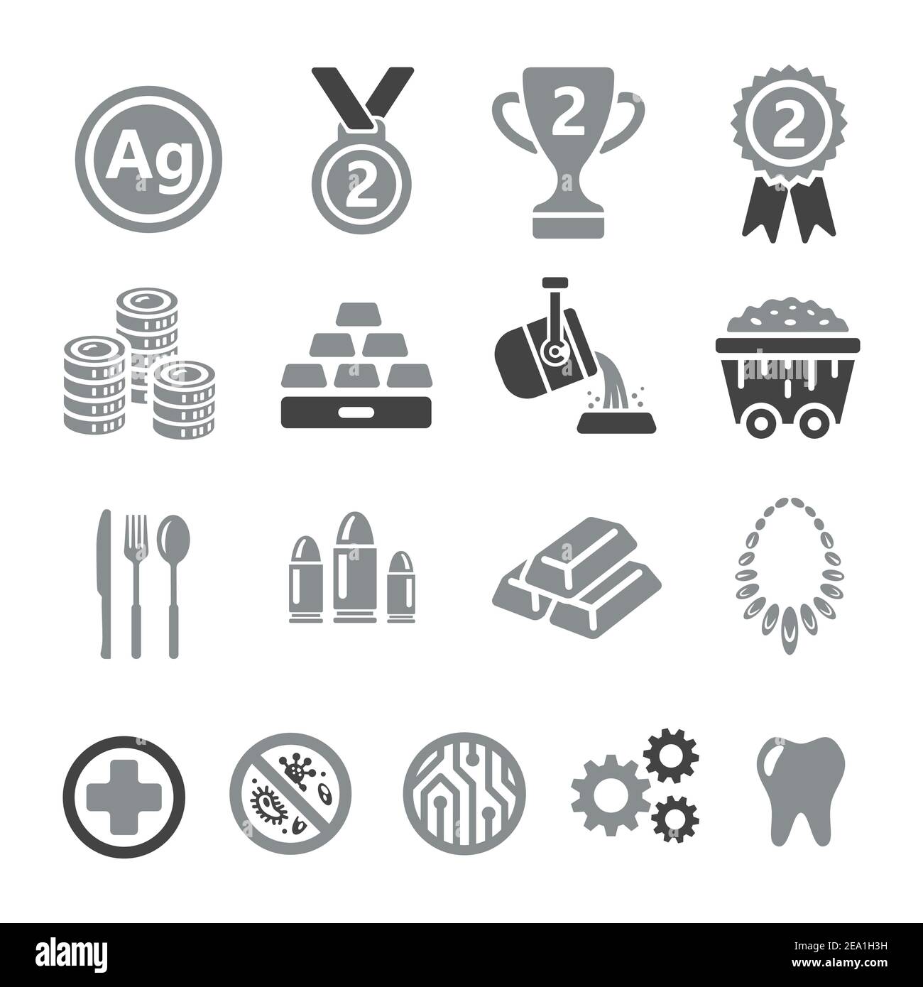 Silbernes Icon-Set Stock Vektor