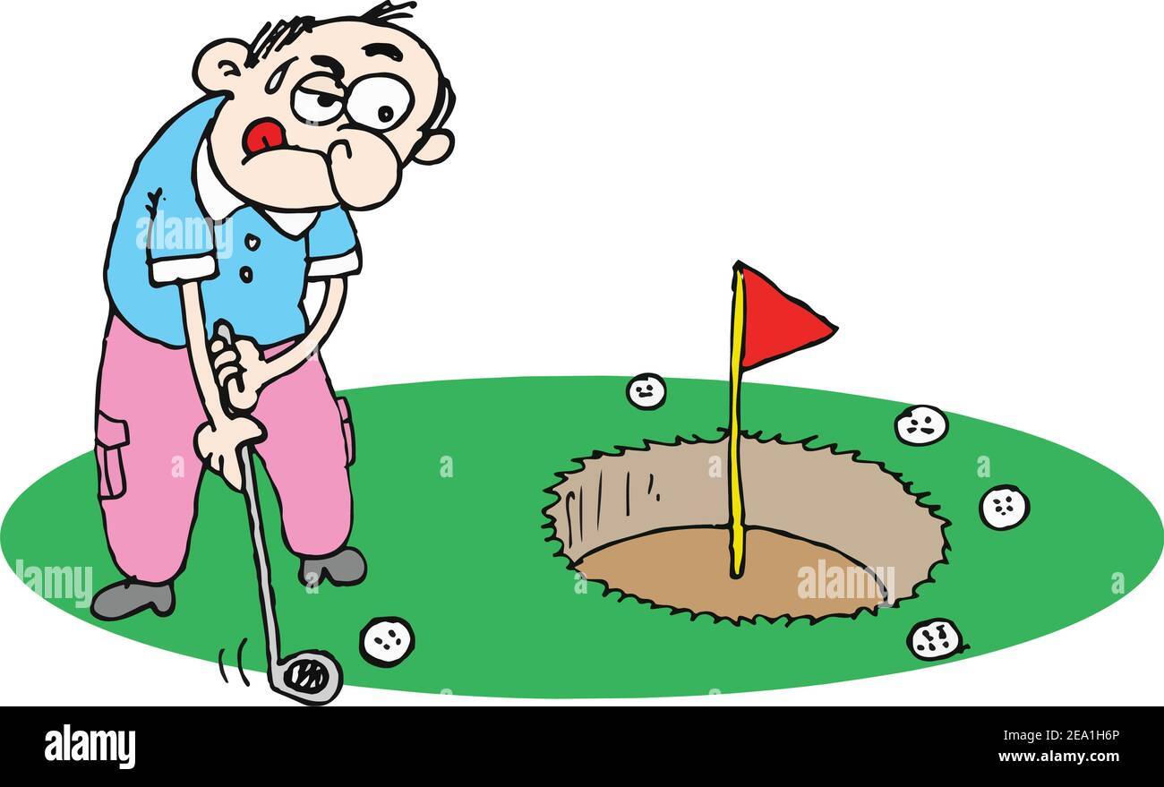 Golfspieler und großes Loch Stock Vektor