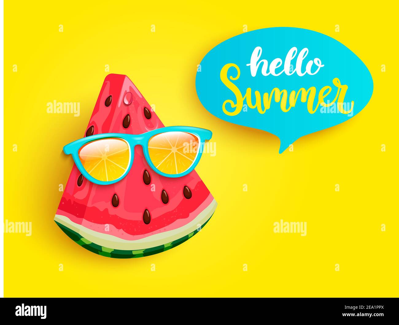 Hallo Sommer Gruß Banner mit Wassermelone. Stock Vektor