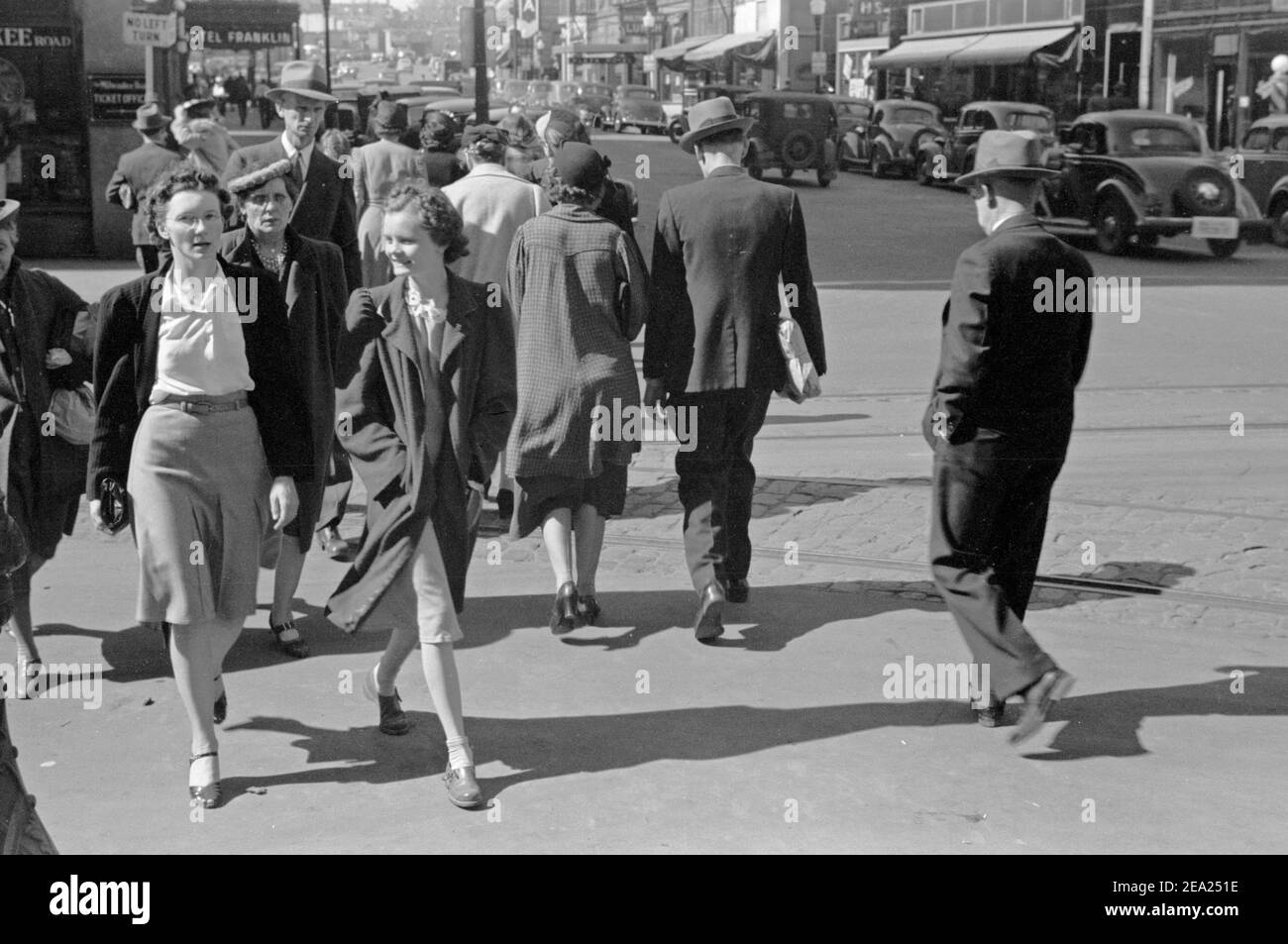 Nachmittag im Stadtzentrum, des Moines, Iowa, Mai 1940 Stockfoto