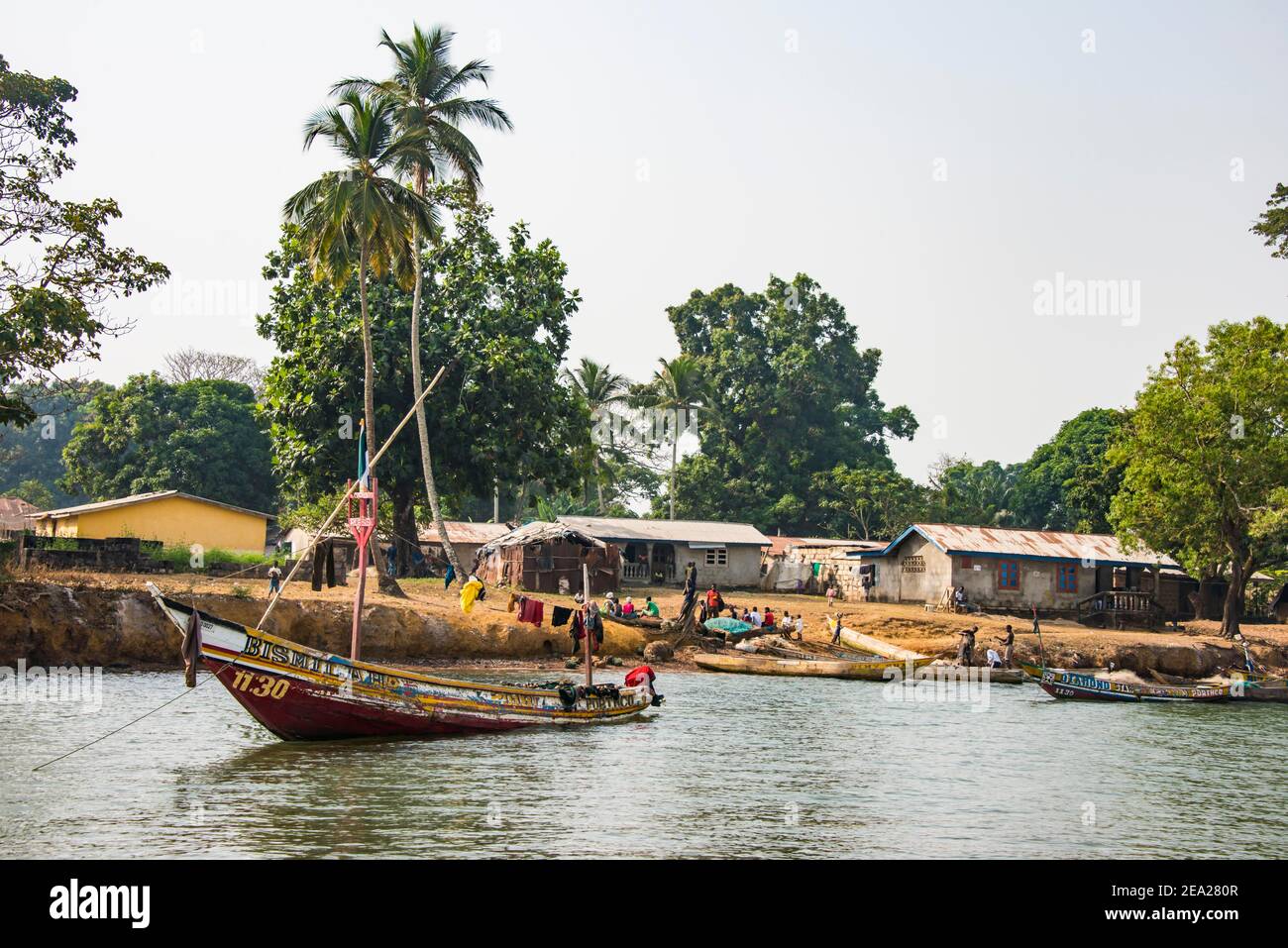 Fischerdorf auf der ehemaligen sklave Kolonie Tasso Insel, Sierra Leone Stockfoto
