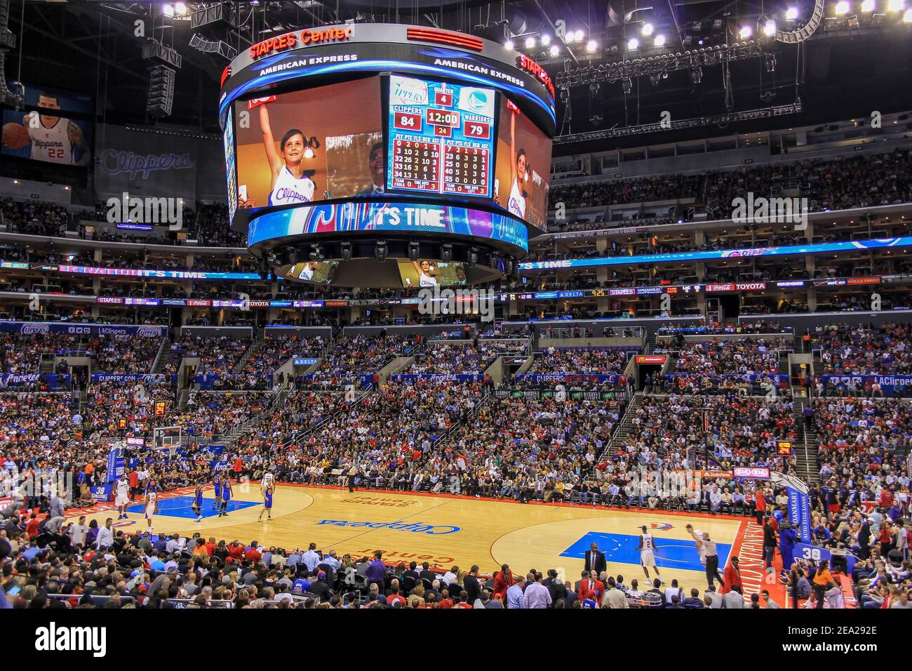 Los Angeles-USA, 03.13.2014 : ein Enstante aus der Los Angeles Basketball-Team gegen die Krieger, spielte im Staples Center, wo der Los Angel Stockfoto