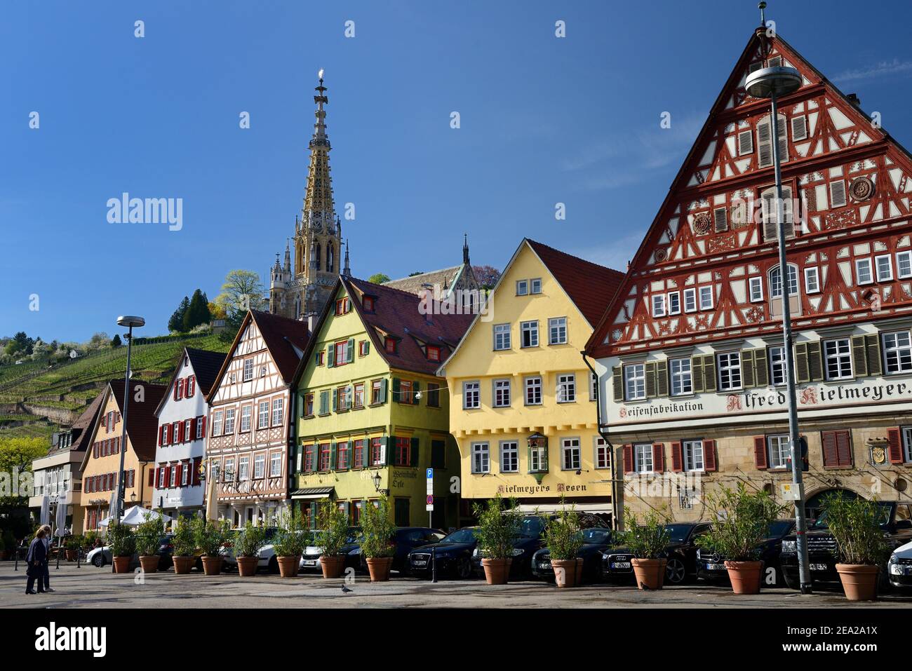 Fachwerkhäuser am Marktplatz, Kielmeyer Haus, Esslingen, Baden-Württemberg, Deutschland Stockfoto