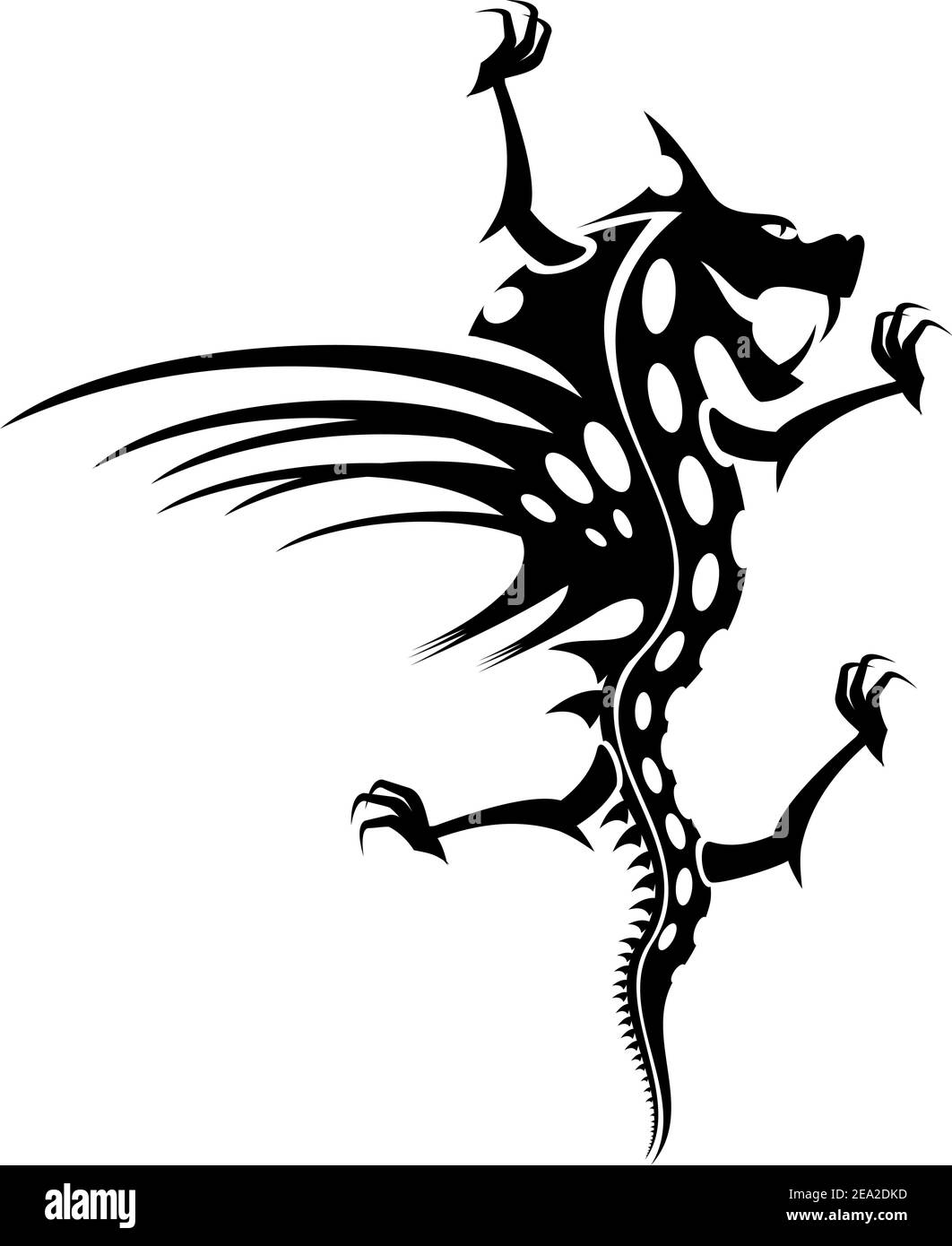 Isolierte Tattoo von Black Dragon auf Weiß Stock Vektor