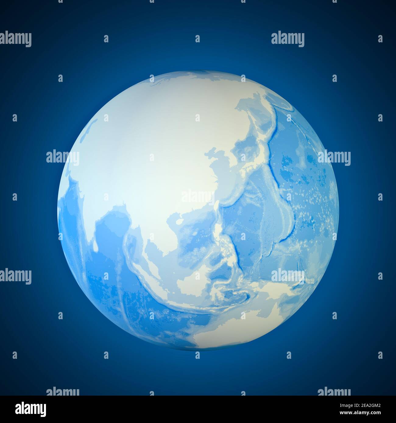 Weltkarte von Japan, Nordkorea und Südkorea, physische Karte Asien, Ostasien. China. Satellitenansicht. Bathymetrie, Unterwassertiefe des Ozeans Stockfoto