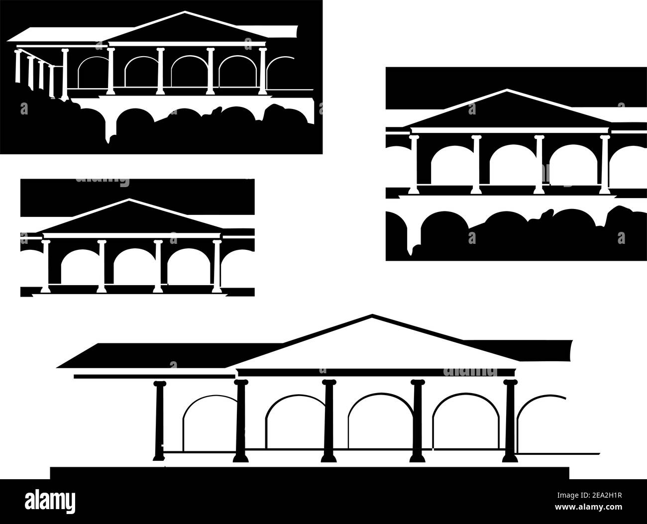 Alte Gebäude isoliert auf Weiss für Design Stock Vektor