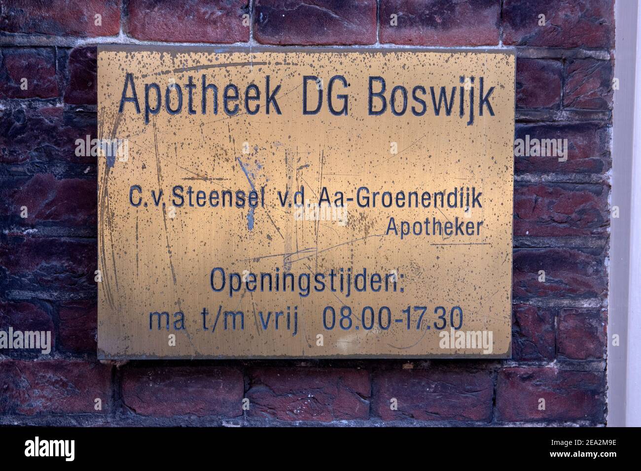 Plakat Apotheek DG Boswijk in Utrecht Niederlande 27-12-2019 Stockfoto