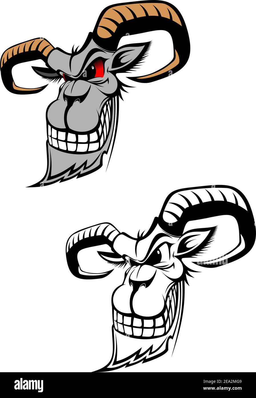 Wild ram als Tattoo oder Symbol isoliert auf weißem Stock Vektor