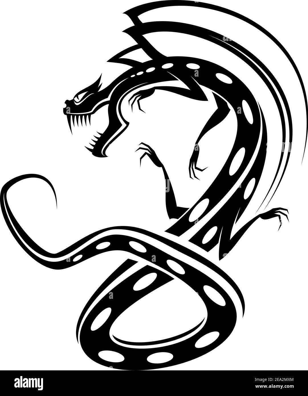 Isolierte Tattoo von Black Dragon auf Weiß Stock Vektor