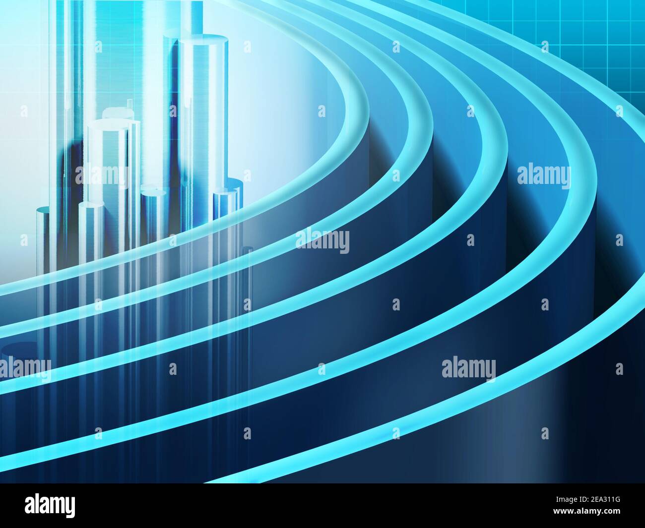 High-Tech-Hintergrund mit Blau als dominante Farbe. Digitale Illustration Stockfoto