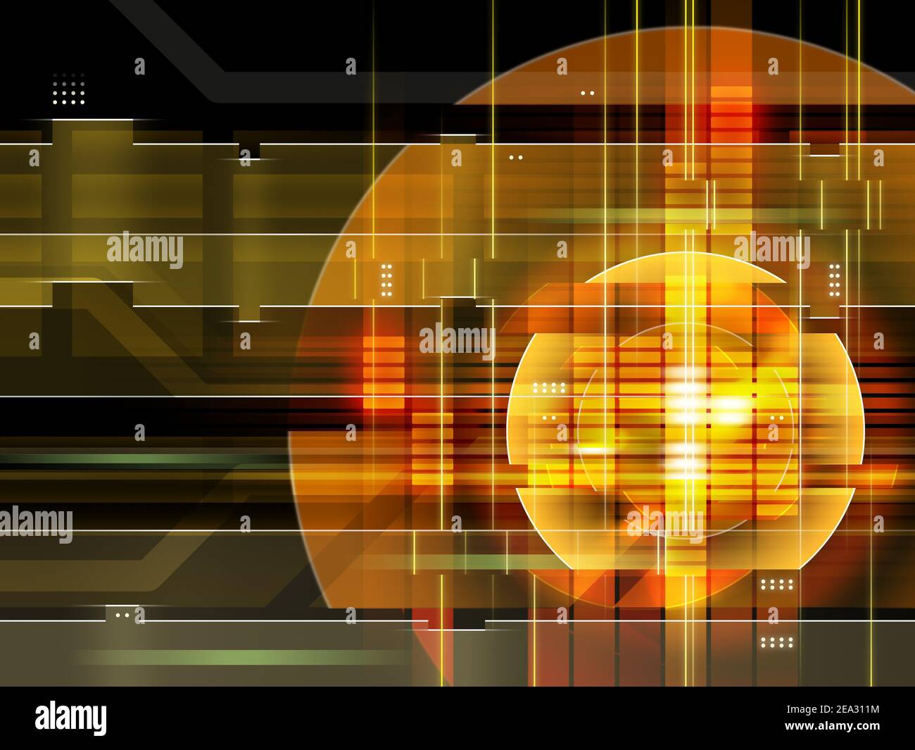 High-Tech-Hintergrund mit Orange als dominante Farbe. Digitale Illustration Stockfoto
