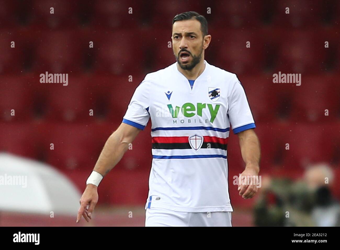 Sampdoria italienischen Stürmer Fabio Quagliarella gesticulate während der Serie A Fußballspiel zwischen Benevento gegen UC Sampdoria im Ciro Vigorito Stadium, Benevento, Italien, am 07. Februar 2021 Stockfoto