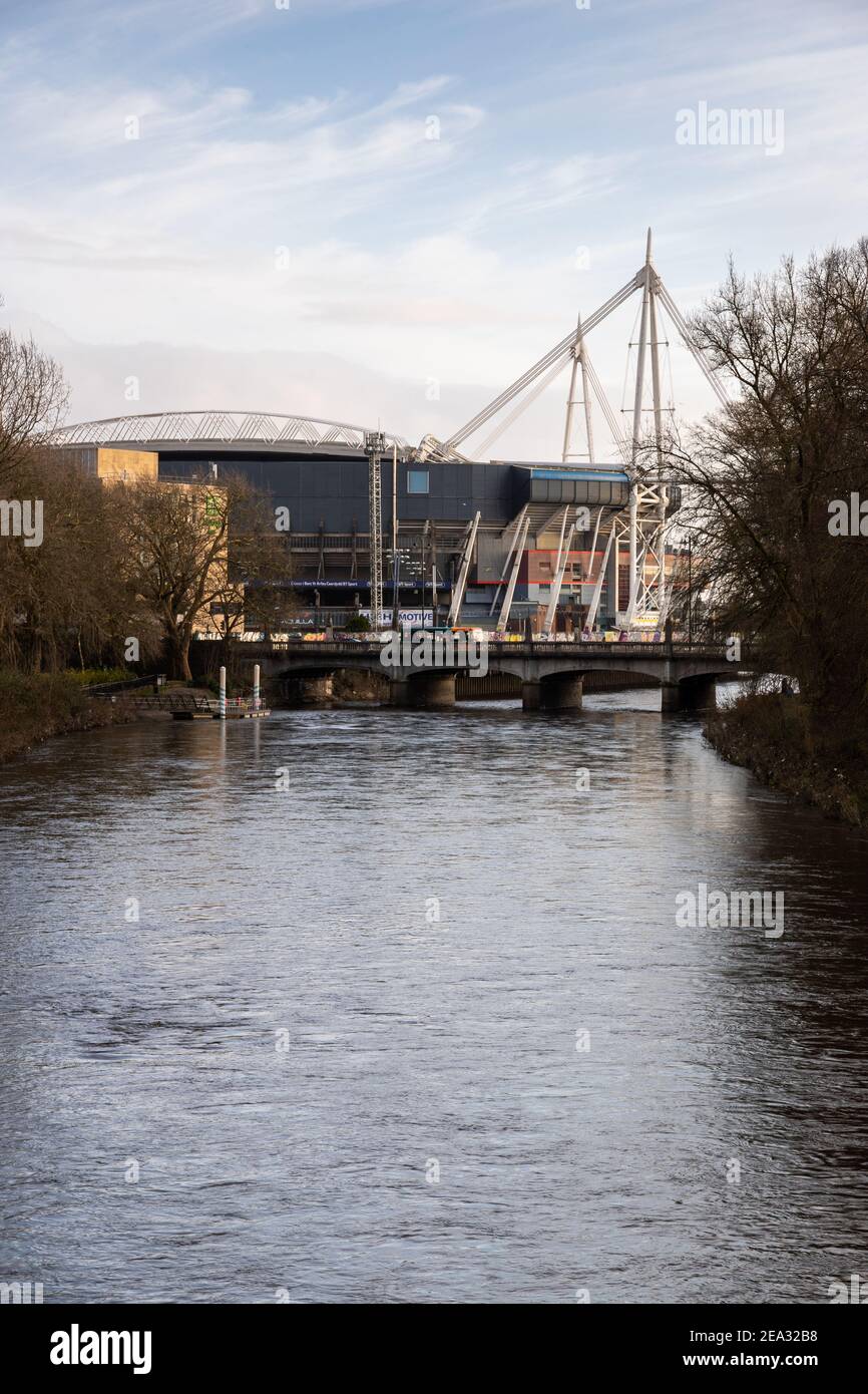 Cardiff, Wales - Februar 3rd 2021: Allgemeine Ansicht des Fürstentums Stadion, Cardiff, Heimat des Welsh Rugby Teams Stockfoto