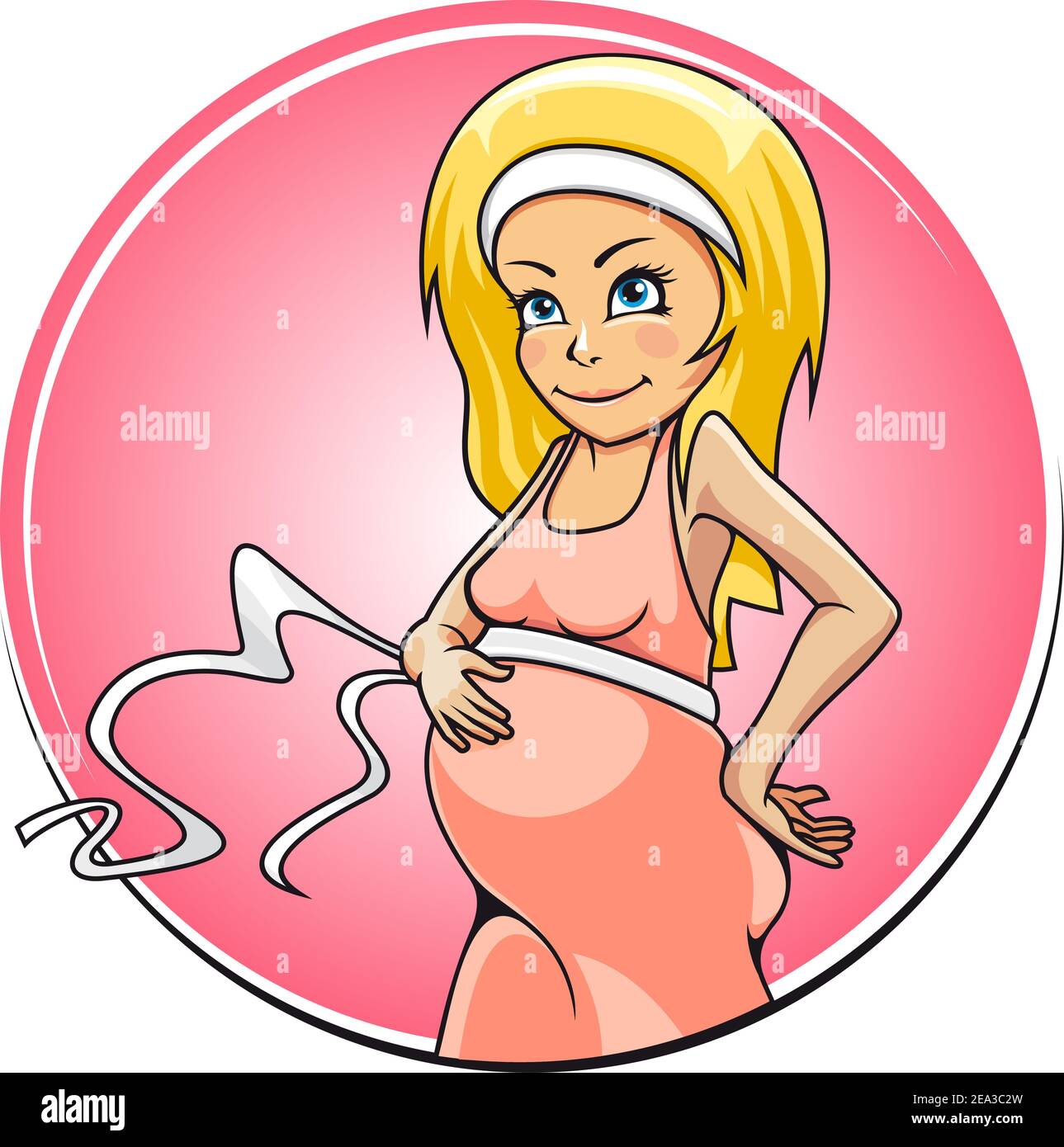 Ziemlich schwangere Frau im Comic-stil für Gesundheit und medizinische Konzept Stock Vektor