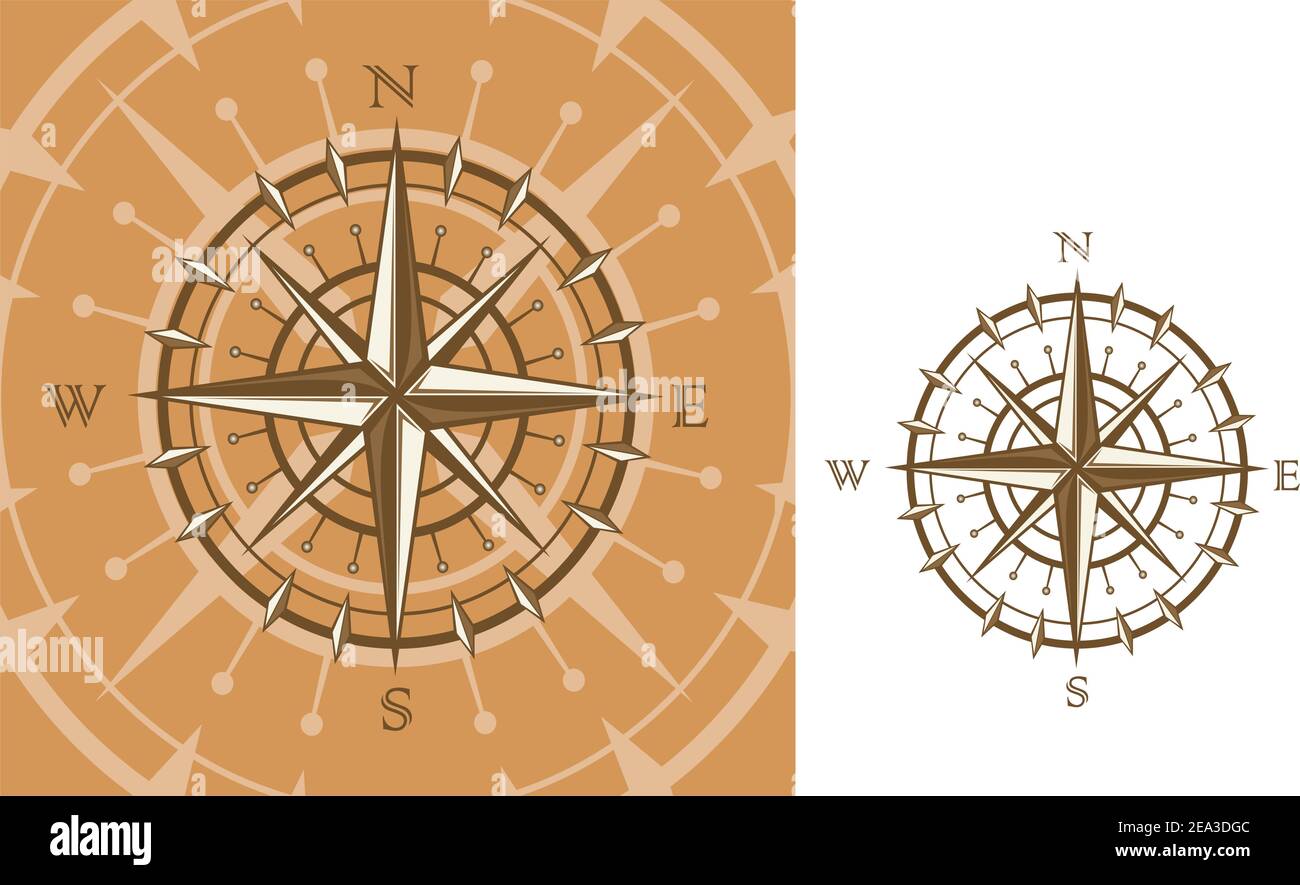 Mittelalterliche Kompass auf weißem Hintergrund für Travel Design isoliert Stock Vektor