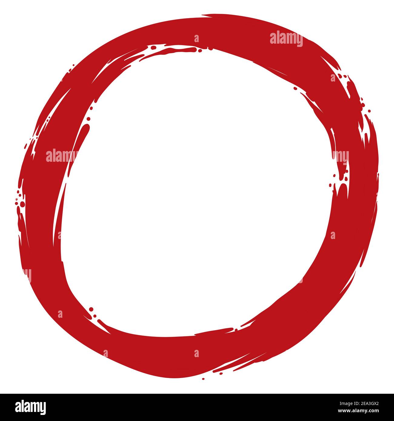 Kreis in Pinselstrich Stil mit roter Farbe, isoliert auf weißem Hintergrund. Stock Vektor
