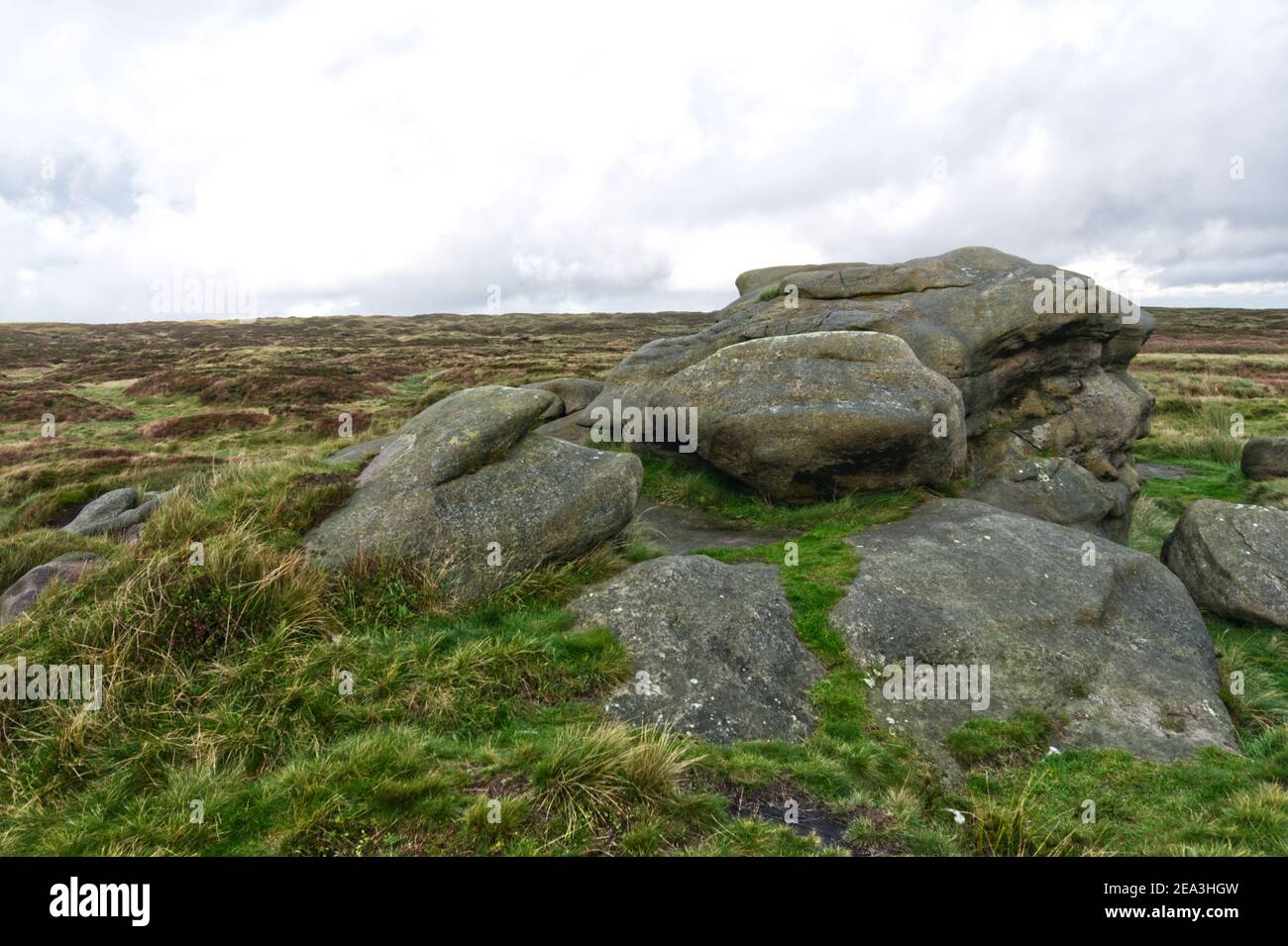 Hern Stones auf Bleaklow, direkt am Pennine Way im Peak District National Park, England Stockfoto