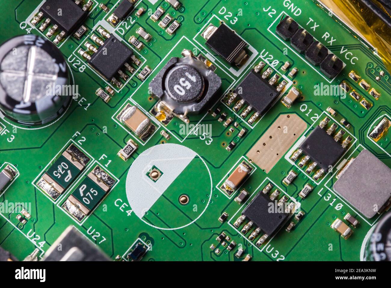 Leiterplatte mit Mikrochip Stockfoto