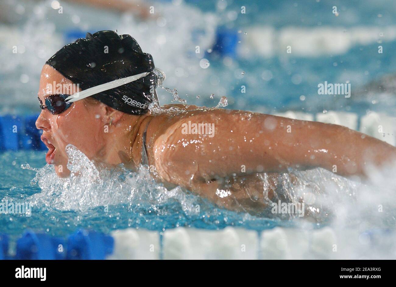 Cylia Vabre tritt (400 m Medley Frauen) während der französischen Schwimmmeisterschaften, in Nancy, am 14. April 2005. Foto von Nicolas Gouhier/Cameleon/ABACA Stockfoto