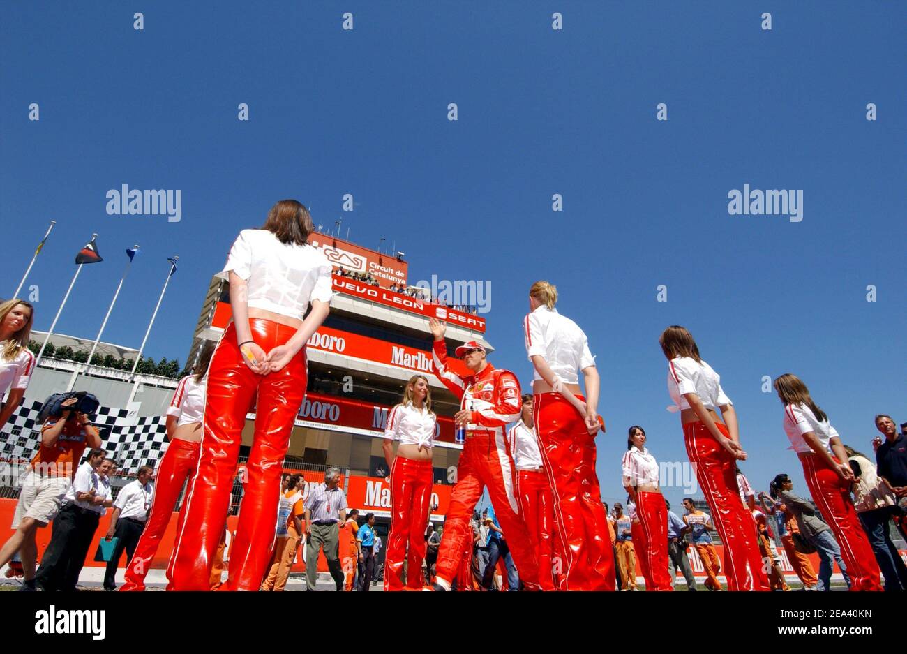 Der deutsche Formel-1-Pilot Michael Schumacher (Team Ferrari) während des G.P von Barcelona, Katalonien, am 8. Mai 2005. Foto von Thierry Gromik/ABACA Stockfoto