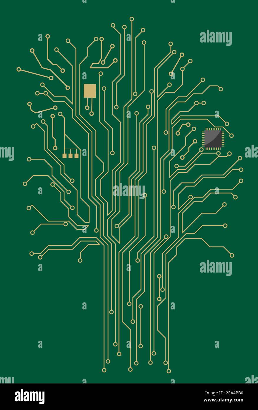 Computer motherboard Baum für moderne Technik Konzept Design Stock Vektor