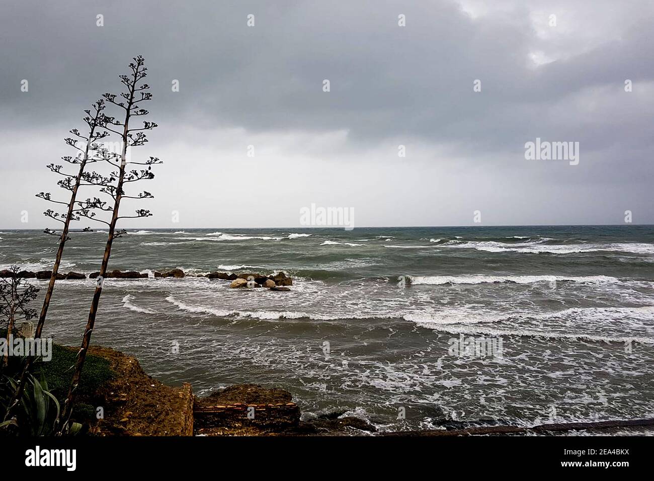 Anzio (Roma),mareggiata del 7 Februar 2021 Stockfoto