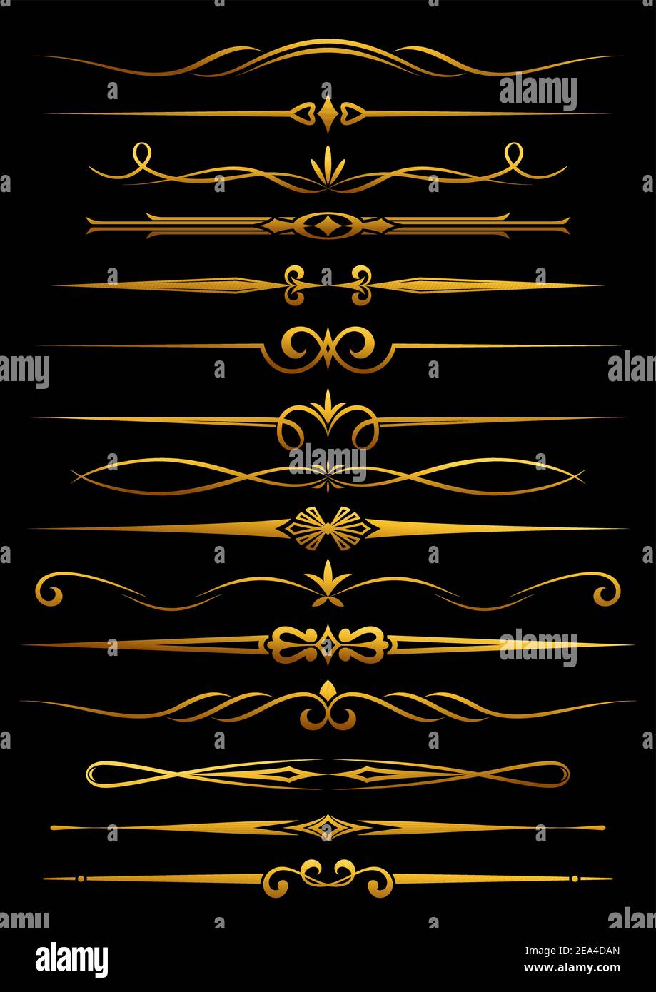 Vintage Grenzen und Trennlinien für die Kunstvollen und Dekorationen eingestellt Stock Vektor