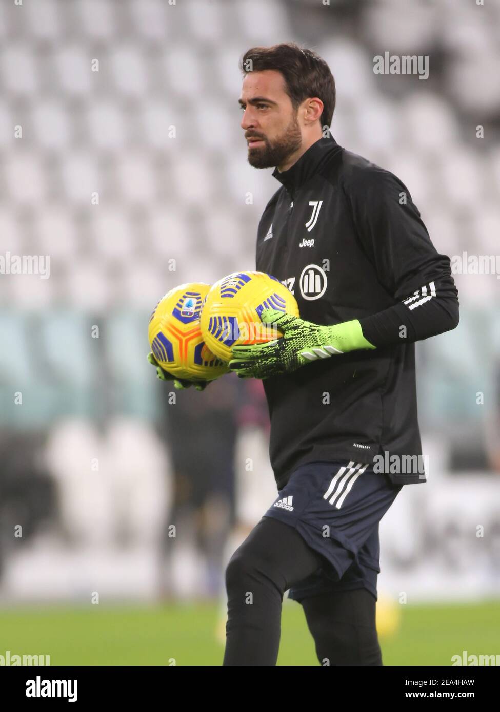 Turin, Italien. Februar 2021, 6th. Turin, Italien, Allianz Stadium, 06. Februar 2021, Carlo Pinsoglio (Torwart Juventus FC) während des FC Juventus gegen AS Roma - Italienischer Fußball Serie A Spiel Credit: Claudio Benedetto/LPS/ZUMA Wire/Alamy Live News Stockfoto