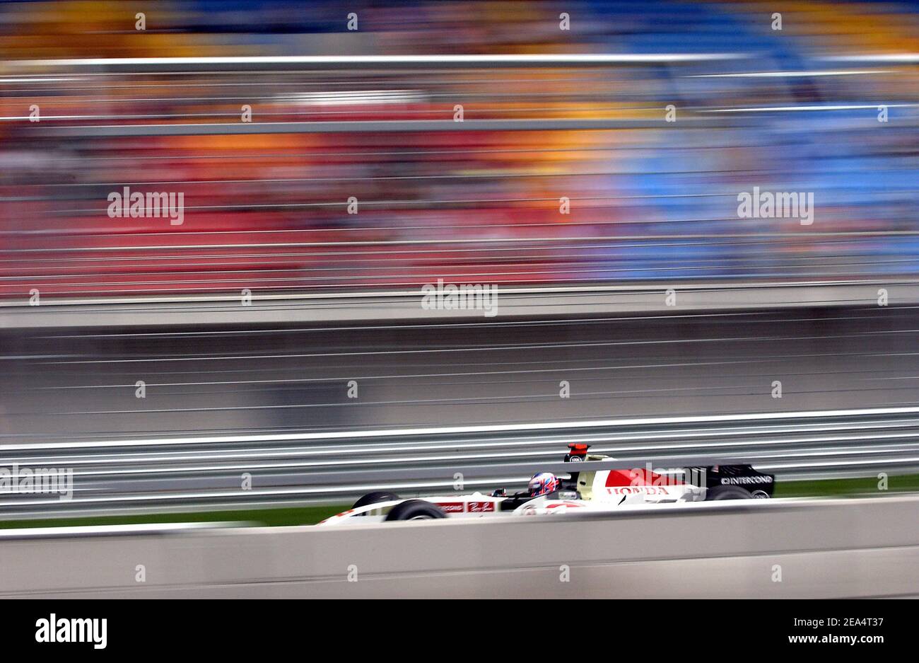 Der britische Formel-1-Fahrer Jason Button (Team Bar Honda) während eines freien Trainings auf der Rennstrecke Istanbul Park in Istanbul, dem Austragungsort des ersten Formel-1-Rennens der Türkei, 19. August 2005. Der große Preis der türkischen Formel 1 findet am 21. August 2005 statt. Foto von Thierry Gromik/ABACAPRESS.COM Stockfoto