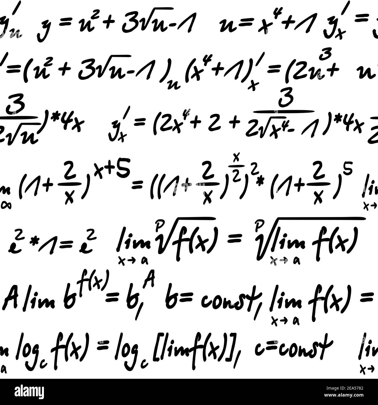 Nahtlos mit Algebra-Symbolen für Hintergrund- oder Tapetendesign Stock Vektor